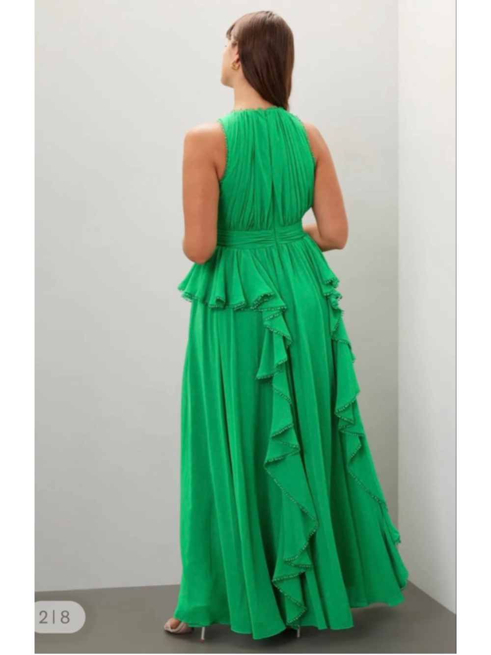 Badgley Mischka Plus Size Chiffon Tiered Ruffle Gown Dress - Picture 7 of 9